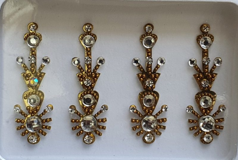 SLG038 Long Bronze Gold Coloured Crystal Fancy Bindis