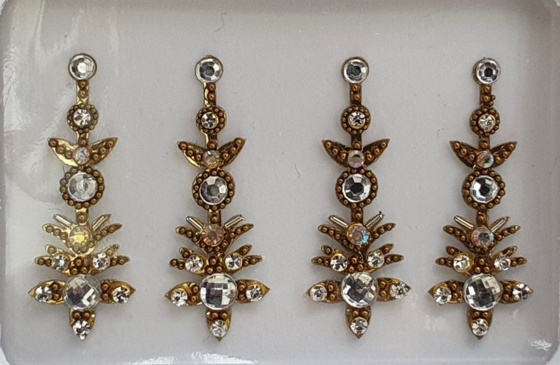 SLG043 Long Bronze Gold Coloured Crystal Fancy Bindis