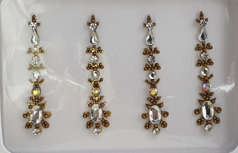 SLG046 Long Bronze Gold Coloured Crystal Fancy Bindis