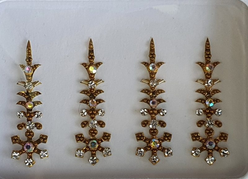 SLG049 Long Bronze Gold Coloured Crystal Fancy Bindis