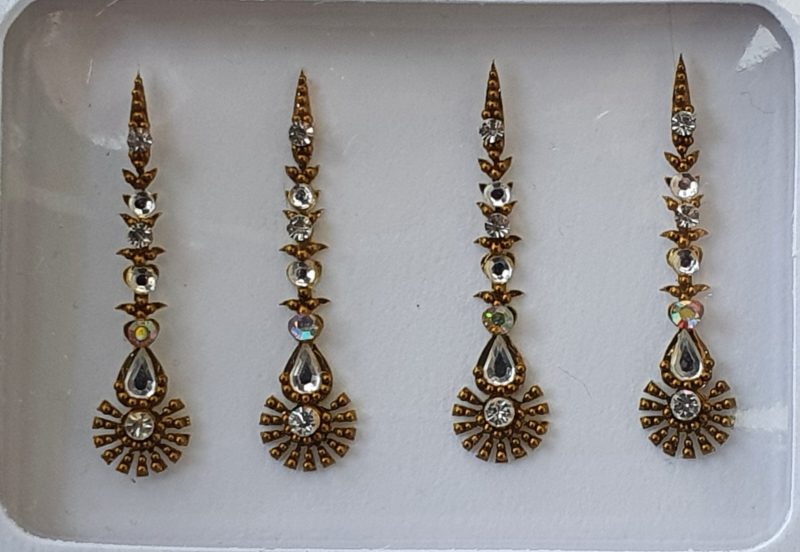 SLG075 Long Bronze Gold Coloured Crystal Fancy Bindis