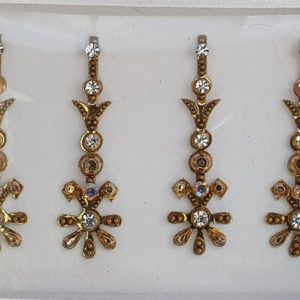 SLG083 Long Bronze Gold Coloured Crystal Fancy Bindis  1