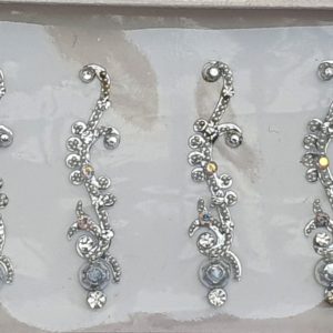 SLS046 Long Silver Coloured Crystal Fancy Bindis  1