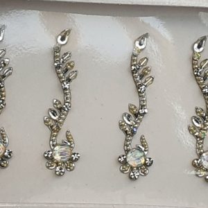 SLS054 Long Silver Coloured Crystal Fancy Bindis