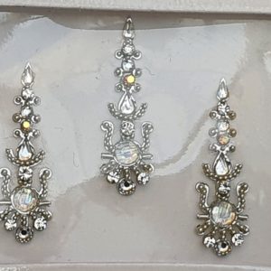 SLS092 Long Silver Coloured Crystal Fancy Bindis