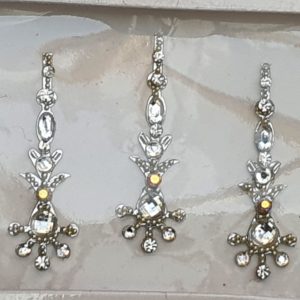 SLS094 Long Silver Coloured Crystal Fancy Bindis