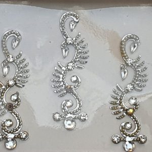 SLS095 Long Silver Coloured Crystal Fancy Bindis