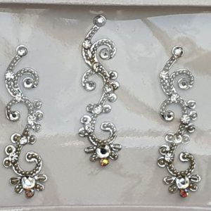 SLS105 Long Silver Coloured Crystal Fancy Bindis  1