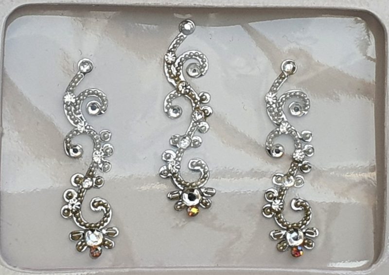 SLS105 Long Silver Coloured Crystal Fancy Bindis