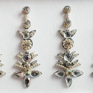 SLS033 Long Silver Coloured Crystal Fancy Bindis