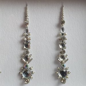 SLS056 Long Silver Coloured Crystal Fancy Bindis