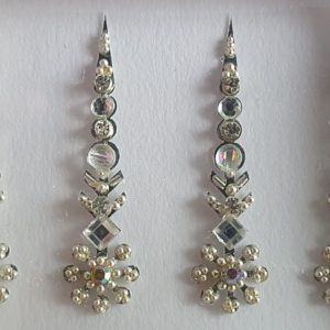 SLS057 Long Silver Coloured Crystal Fancy Bindis