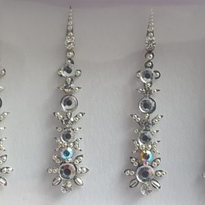 SLS059 Long Silver Coloured Crystal Fancy Bindis 1