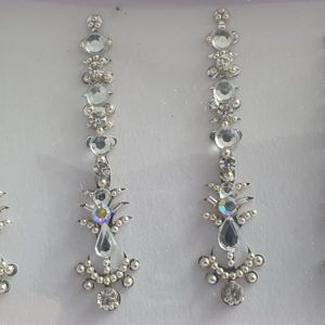 SLS060 Long Silver Coloured Crystal Fancy Bindis