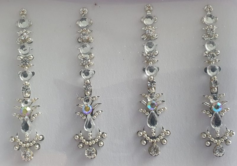 SLS060 Long Silver Coloured Crystal Fancy Bindis