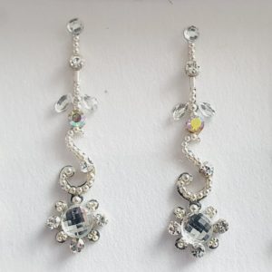 SLS067 Long Silver Coloured Crystal Fancy Bindis