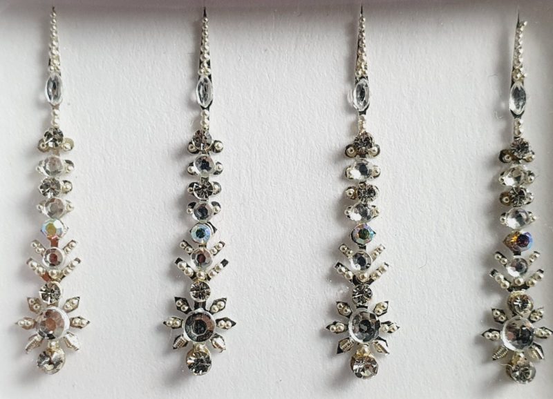 SLS071 Long Silver Coloured Crystal Fancy Bindis