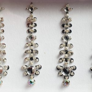 SLS074 Long Silver Coloured Crystal Fancy Bindis 1