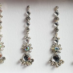 SLS075 Long Silver Coloured Crystal Fancy Bindis