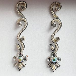 SLS078 Long Silver Coloured Crystal Fancy Bindis