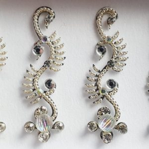 SLS080 Long Silver Coloured Crystal Fancy Bindis