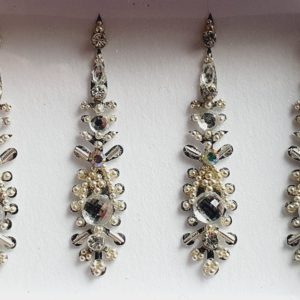 SLS083 Long Silver Coloured Crystal Fancy Bindis 1