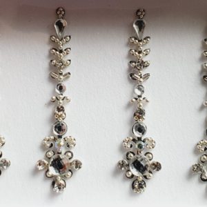 SLS084 Long Silver Coloured Crystal Fancy Bindis