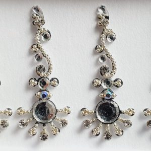 SLS086 Long Silver Coloured Crystal Fancy Bindis