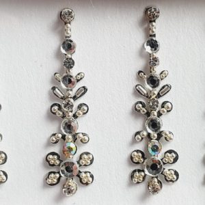 SLS087 Long Silver Coloured Crystal Fancy Bindis