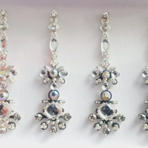 SLS088 Long Silver Coloured Crystal Fancy Bindis 1