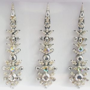 SLS111 Long Silver Coloured Crystal Fancy Bindis 1