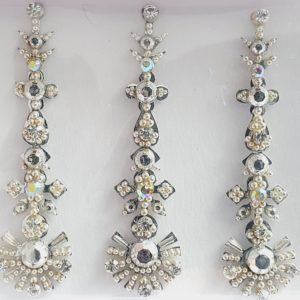 SLS113 Long Silver Coloured Crystal Fancy Bindis