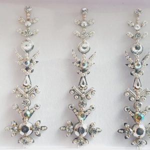 SLS114 Long Silver Coloured Crystal Fancy Bindis 1