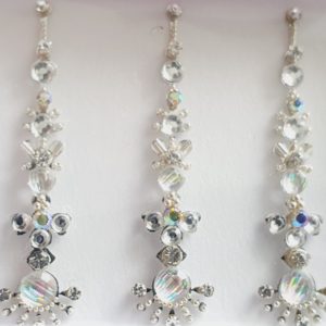 SLS118 Long Silver Coloured Crystal Fancy Bindis