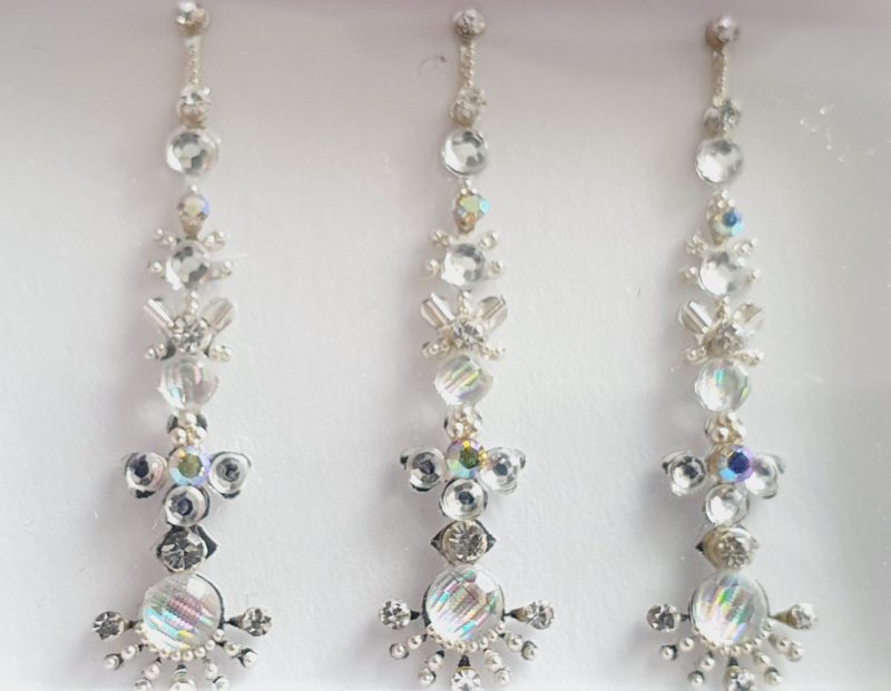 SLS118 Long Silver Coloured Crystal Fancy Bindis