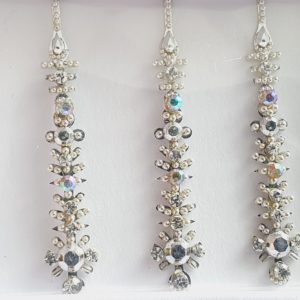 SLS120 Long Silver Coloured Crystal Fancy Bindis