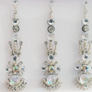 SLS122 Long Silver Coloured Crystal Fancy Bindis