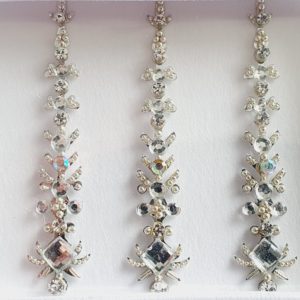 SLS123 Long Silver Coloured Crystal Fancy Bindis