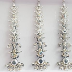 SLS127 Long Silver Coloured Crystal Fancy Bindis 1