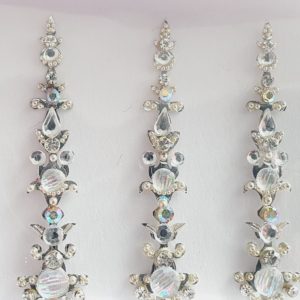 SLS130 Long Silver Coloured Crystal Fancy Bindis 1