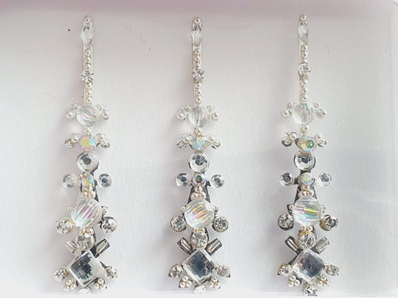 SLS131 Long Silver Coloured Crystal Fancy Bindis