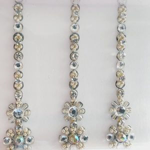 SLS136 Long Silver Coloured Crystal Fancy Bindis 1