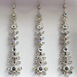 SLS142 Long Silver Coloured Crystal Fancy Bindis